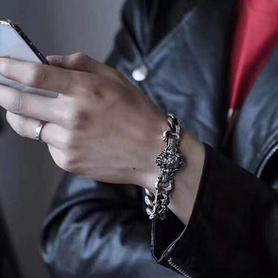 Pulsera de Plata Tailandesa para Hombre con Patrón Agresivo - Image 4