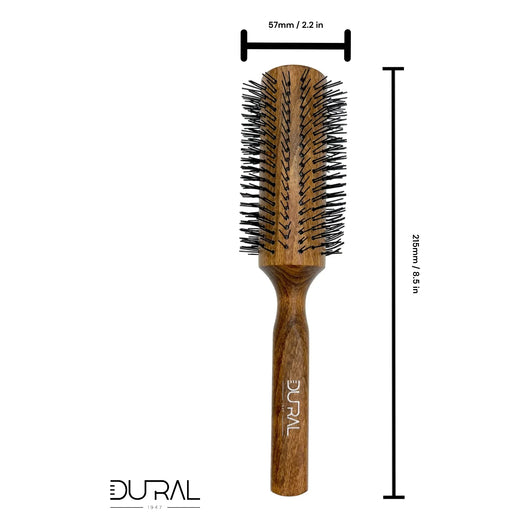 Dural Beech wood round-styler hair brush with nylon pins - 16 rows - Tekeno