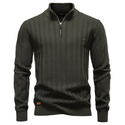 Suéter Hombre Jacquard a Rayas con Cierre Medio y Cuello Alto - Image 18