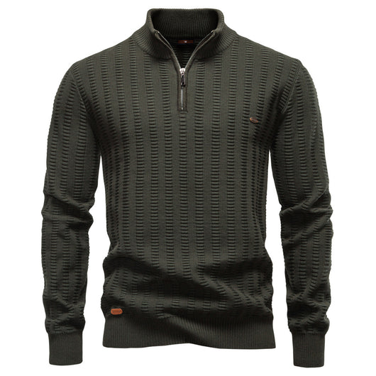 Suéter Hombre Jacquard a Rayas con Cierre Medio y Cuello Alto - Image 18