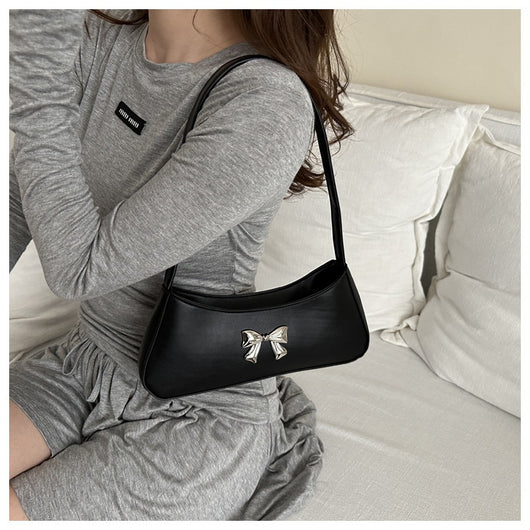 Bolsa de Hombro Minimalista Texturizada con Detalle de Moño Elegante - Image 27