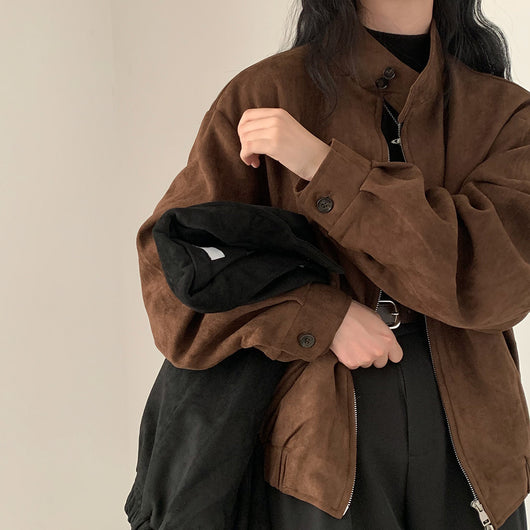 Abrigo Retro de Ante Cálido con Doble Cierre - Perfecto para Otoño Invierno - Image 45