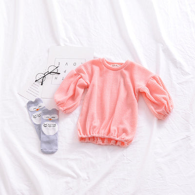 Blusa Infantil Primavera con Mangas Linterna - Colores Sólidos - Image 11