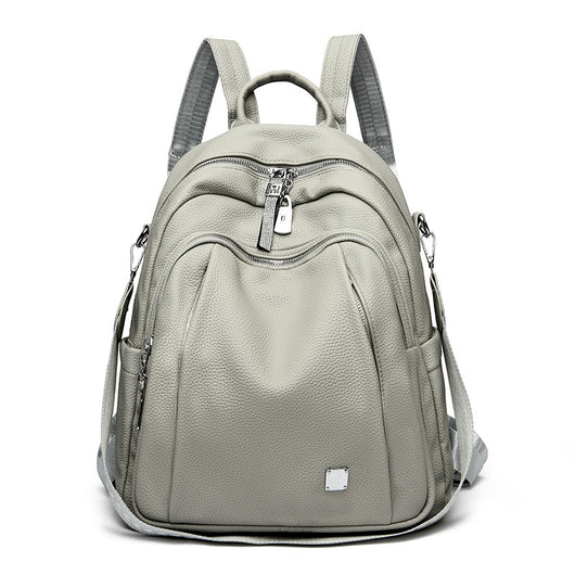 Mochila de Cuero Suave de Gran Capacidad para Estudiantes - Bolsa de Viaje Moderna - Image 8
