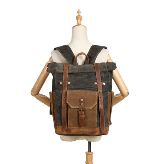 Bolsa Vintage de Cuero y Lona para Laptop - Estilo Profesional