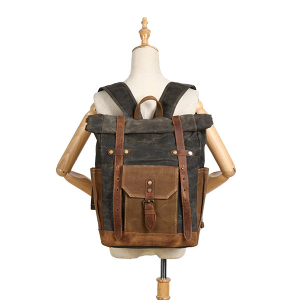 Bolsa Vintage de Cuero y Lona para Laptop - Estilo Profesional