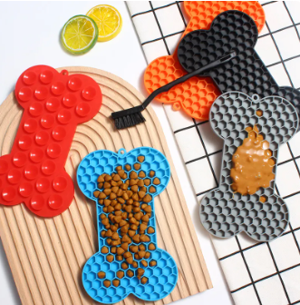 Tapete Masticable de Silicona con Hueso para Perros - Comedero Lento