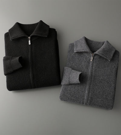 Cardigan de Lana Pura con Cierre para Hombre - Abrigo Solapa Otoño Invierno - Image 13