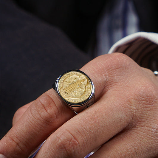 Anillo de la Orden Cristiana de Benedicto en Titanio y Bronce - Image 9