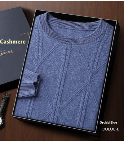 Suéter de Cashmira Trenzado con Cuello Redondo para Hombre - Colección Otoño Invierno - Image 25