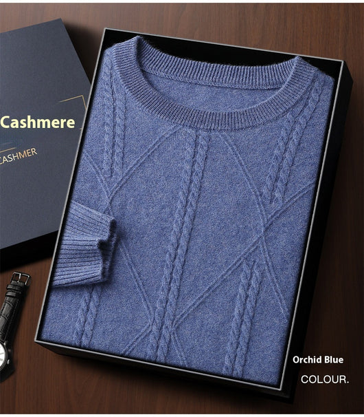 Suéter de Cashmira Trenzado con Cuello Redondo para Hombre - Colección Otoño Invierno - Image 25
