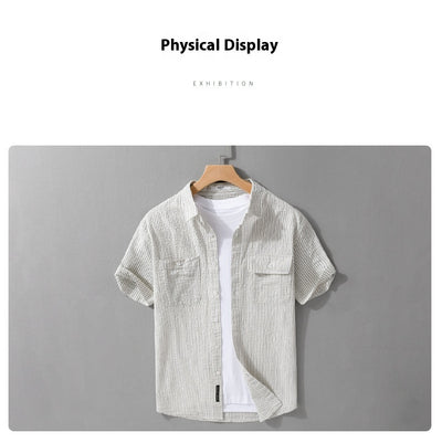 Camisa Casual de Algodón Manga Corta para Hombre - Versátil y Moderna - Image 9