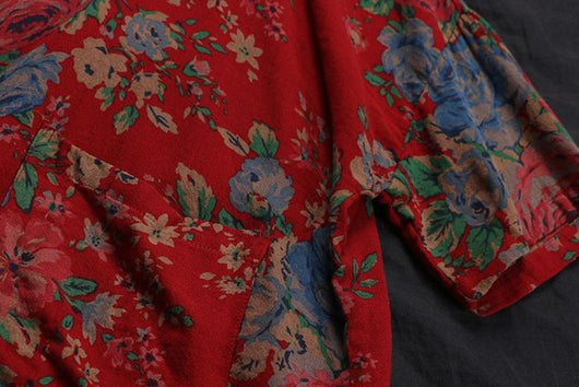 Camisa Retro Étnica con Cuello Mao y Estampado Floral - Image 15