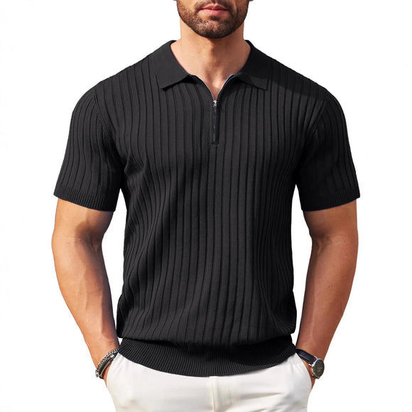 Polo Masculina Manga Curta com Zíper - Estilo Golf Casual