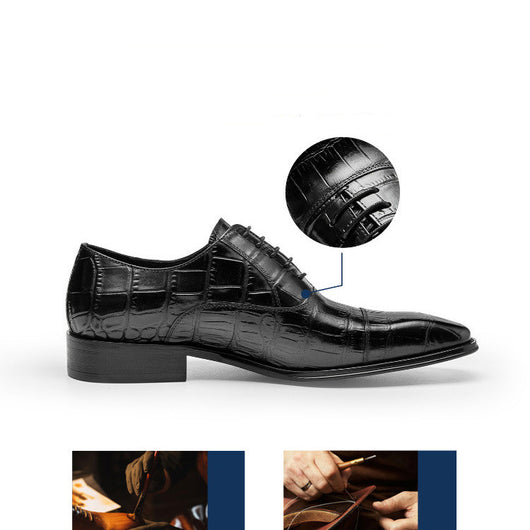 Zapatos Formales de Cuero Genuino Teñidos a Mano con Grabado en Relieve para Hombre - Image 9
