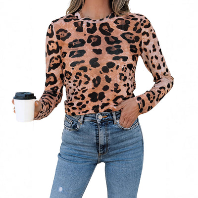 Suéter Ajustado Estampado Leopardo para Mujer con Mangas Largas - Image 5