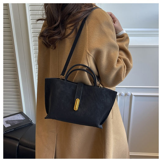 Bolsa Tote Minimalista de Alta Capacidad con Acabado Ante Retro - Image 18