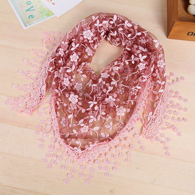 Pañuelo de Seda con Encaje y Flecos Creativos para Mujer - Image 37