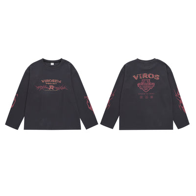 Camiseta Holgada de Manga Larga Vintage Americana - Básico Versátil - Image 5