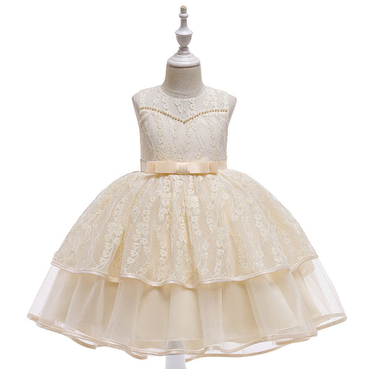 Vestido Princesa Niña con Encaje y Malla Bordada - Image 11