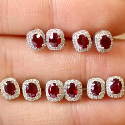 Aretes de Oro Puro con Rubí Natural y Diamantes Rojo Sangre de Paloma - Image 13