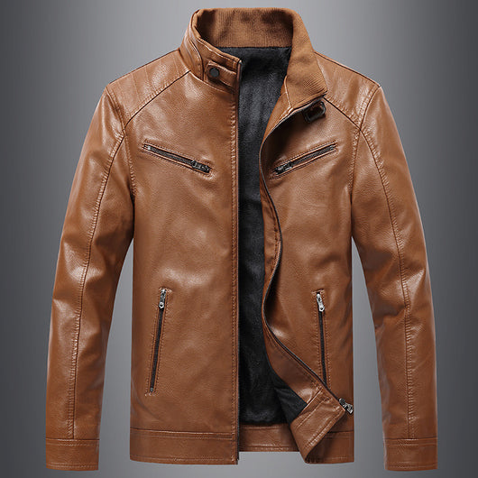 Chaqueta Acolchada de Cuero PU Estilo Coreano con Cuello Alzado para Hombre - Image 3