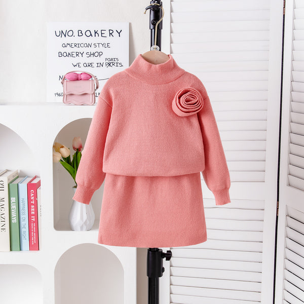Conjunto de Cuello Alto con Estampado Floral y Manga Larga