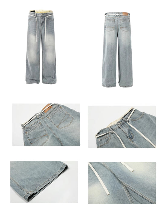 Pantalones Vaqueros Rectos Blancos Desgastados Estilo Vintage - Image 8