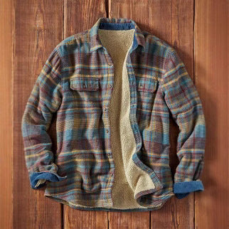 Chaqueta Camisa de Franela Escocesa Fuzzy para Hombre - Image 3