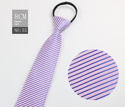 Corbata Negra Rayada Azul con Cierre Rápido - Corbata Ejecutiva Lazy Zip - Image 56