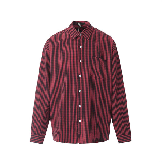 Camisa Cuadriculada Estilo Japonés Minimalista para Hombre - Image 8