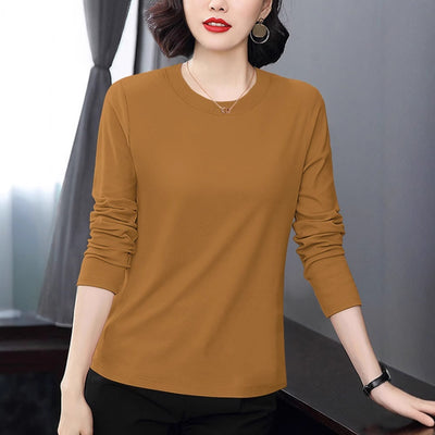 Blusa Manga Larga Suelta para Mujer Madura - Camiseta Base Versátil