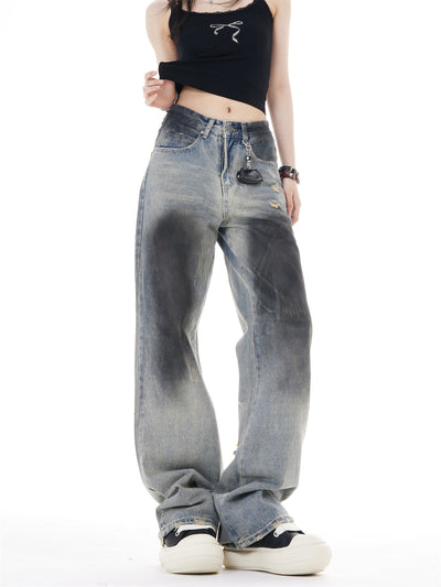 Jeans Retro de Cintura Alta y Pierna Ancha con Rotos - Image 5