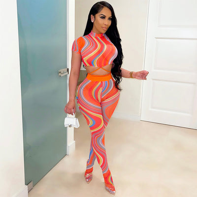 Body Stocking Estampado con Cordones y Efecto Tie-Dye - Image 4