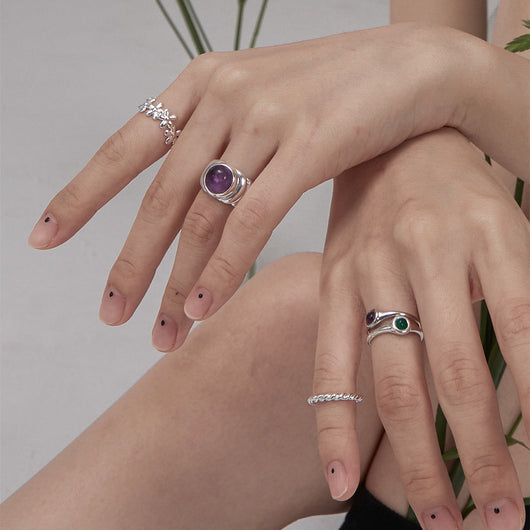 Anillo de Amatista Natural Elegante para Mujer - Image 3