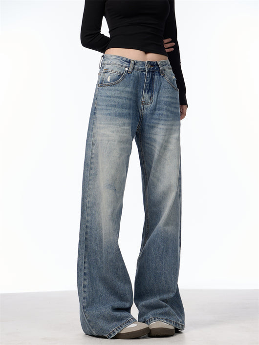 Jeans Vintage Rotos de Cintura Alta para Mujer - Azul Clásico - Image 12