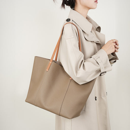 Bolso Tote de Cuero Genuino Hecho a Mano - Bolsa Portátil para Mujer