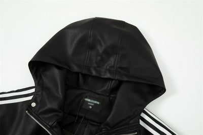 Abrigo de Cuero con Capucha para Hombre - Image 7