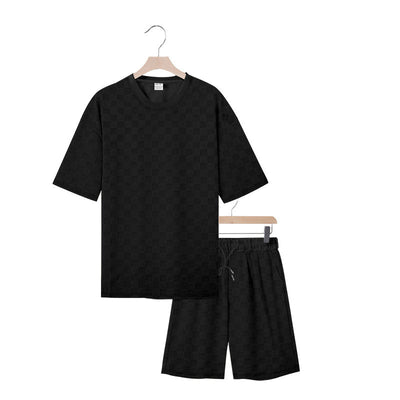 Conjunto de Playera y Shorts Casuales a Cuadros para Hombre - Image 37