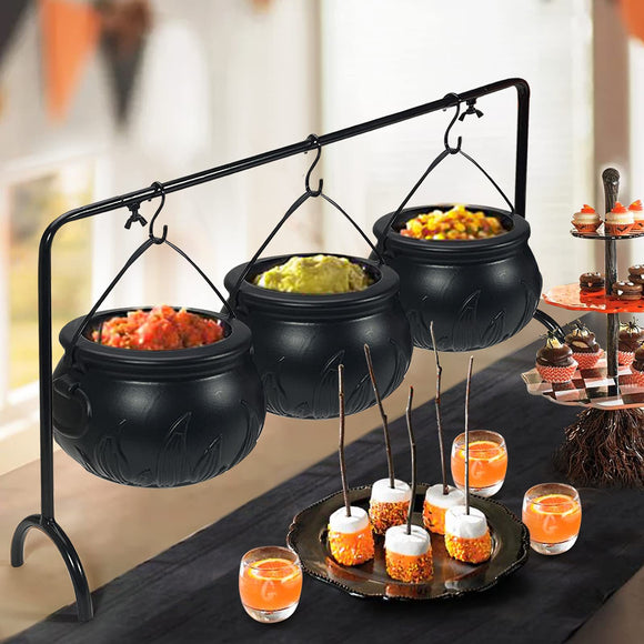 Caldero Bruja Halloween Decorativo para Servir - Tazón Plástico Negro