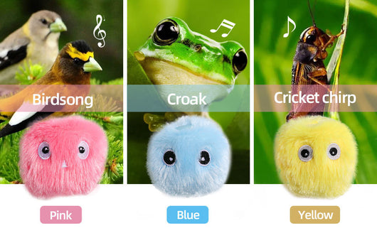 Three plush interactive cat toy balls in blue, yellow, and pink, each with cartoon eyes, shown with a size measurement. - Image 17