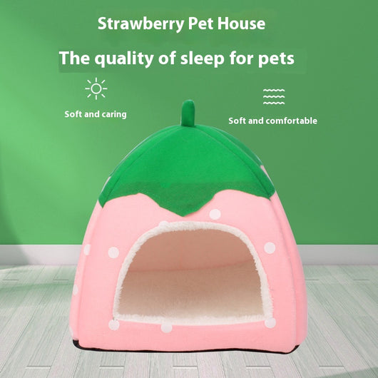 Nido Acogedor de Fresa para Gatos