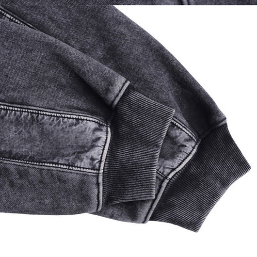Sudadera Hoodie Hombre Diseño Distressed con Costuras Contrastantes - Forro Polar Grueso Invierno - Image 4