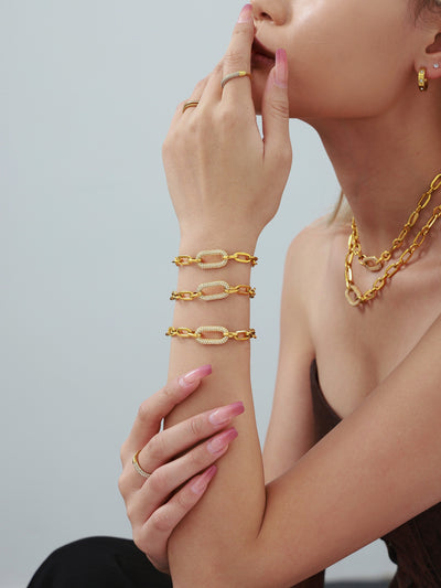 Conjunto de Collar y Pulsera de Acero Titanio con Circonitas Micro Incrustadas - Image 22