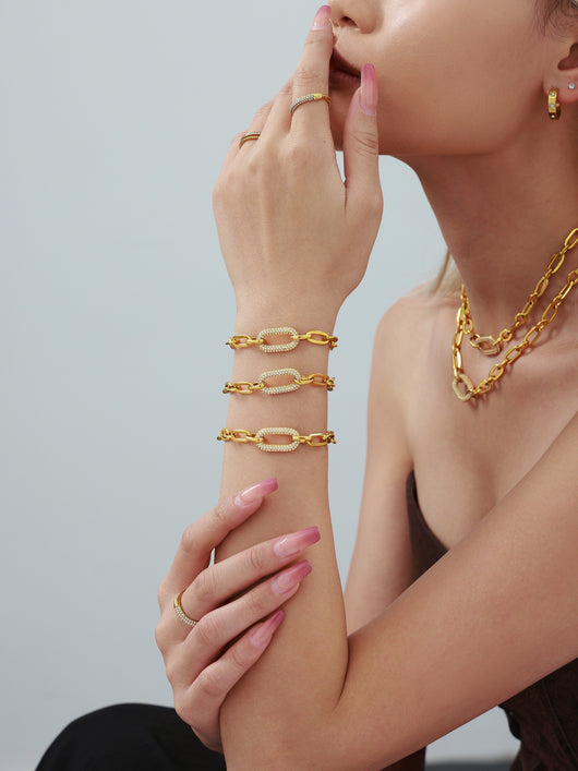 Conjunto de Collar y Pulsera de Acero Titanio con Circonitas Micro Incrustadas - Image 22