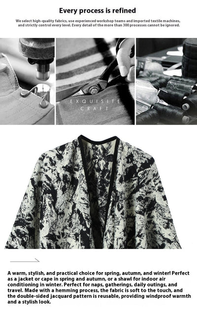 Chal Jacquard de Pelo Artificial Tipo Visón con Pintura China - Primavera, Otoño e Invierno - Image 16
