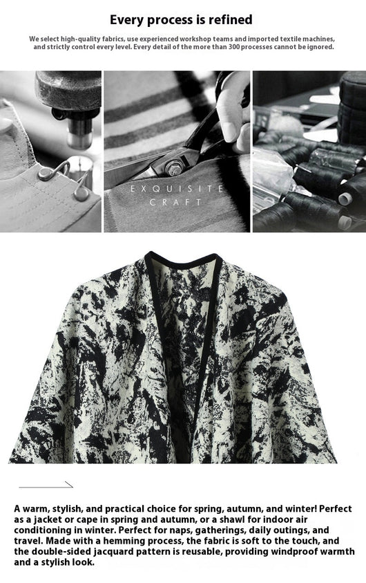 Chal Jacquard de Pelo Artificial Tipo Visón con Pintura China - Primavera, Otoño e Invierno - Image 16