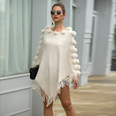 Suéter Tipo Poncho con Borlas y Cuello Redondo para Mujer - Image 18