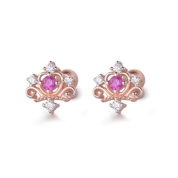 Aretes Vintage Corona Hueca con Tornillo