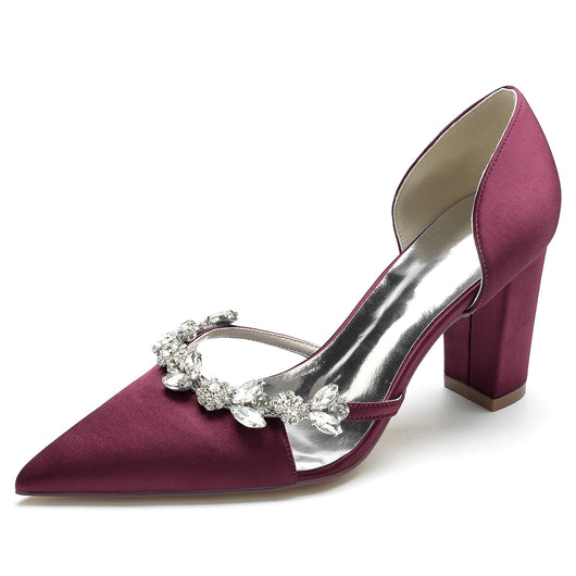 Zapatos de Tacón Cuadrado con Punta Afilada y Cristales Brillantes - Image 30